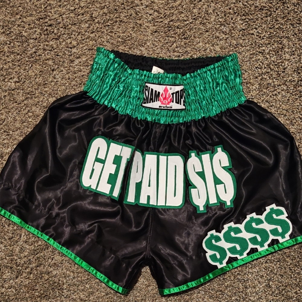 Women's Black and Green Boxing Shorts
